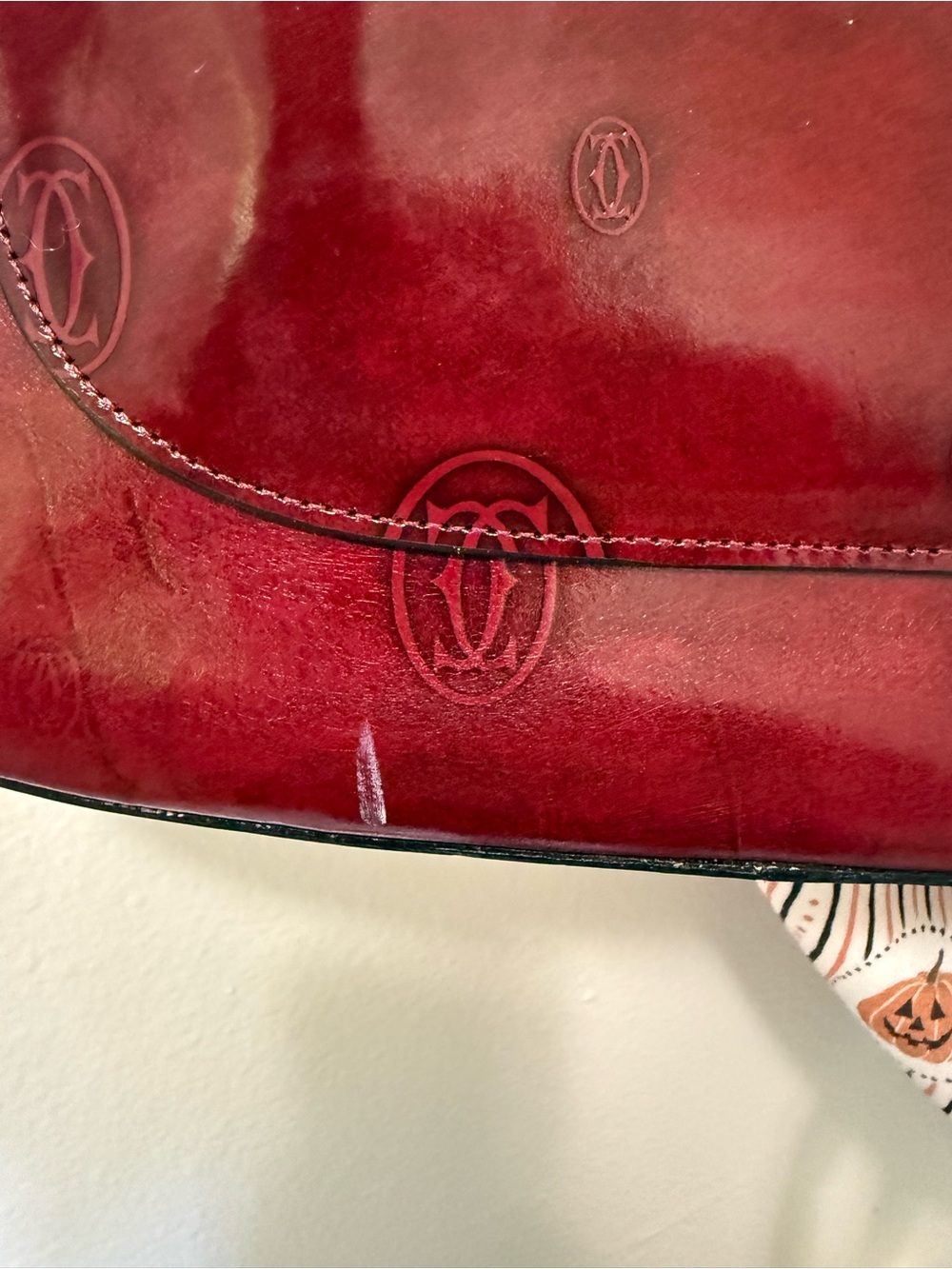 Cartier Deep Red Leather Shoulder Bag - Picture 11 of 14